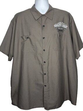 Vintage Y2K Red Kap Work Shirt Size 3XL Khaki Beige Sturgis Broken Spoke Saloon
